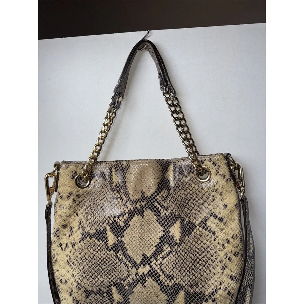 MICHAEL‎ KORS Chain Python Leather JET SET Tote Hobo Convertible Shoulder Bag